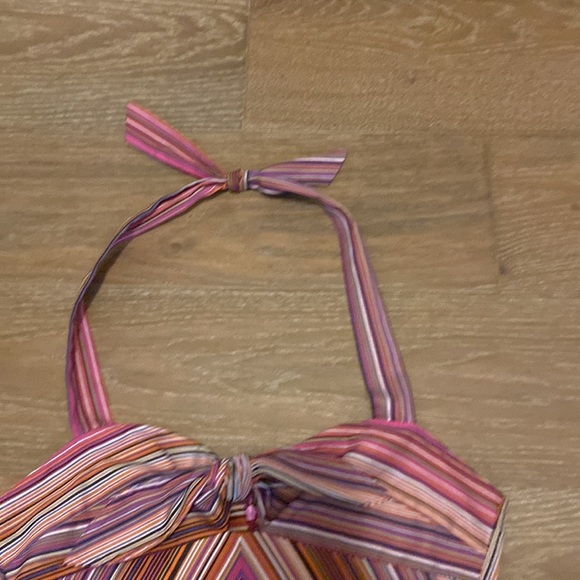 NWOT Trina Turk Retro Pinup Striped Chevron Cutout Halter Pink Purple Dress 6 S - Picture 3 of 5